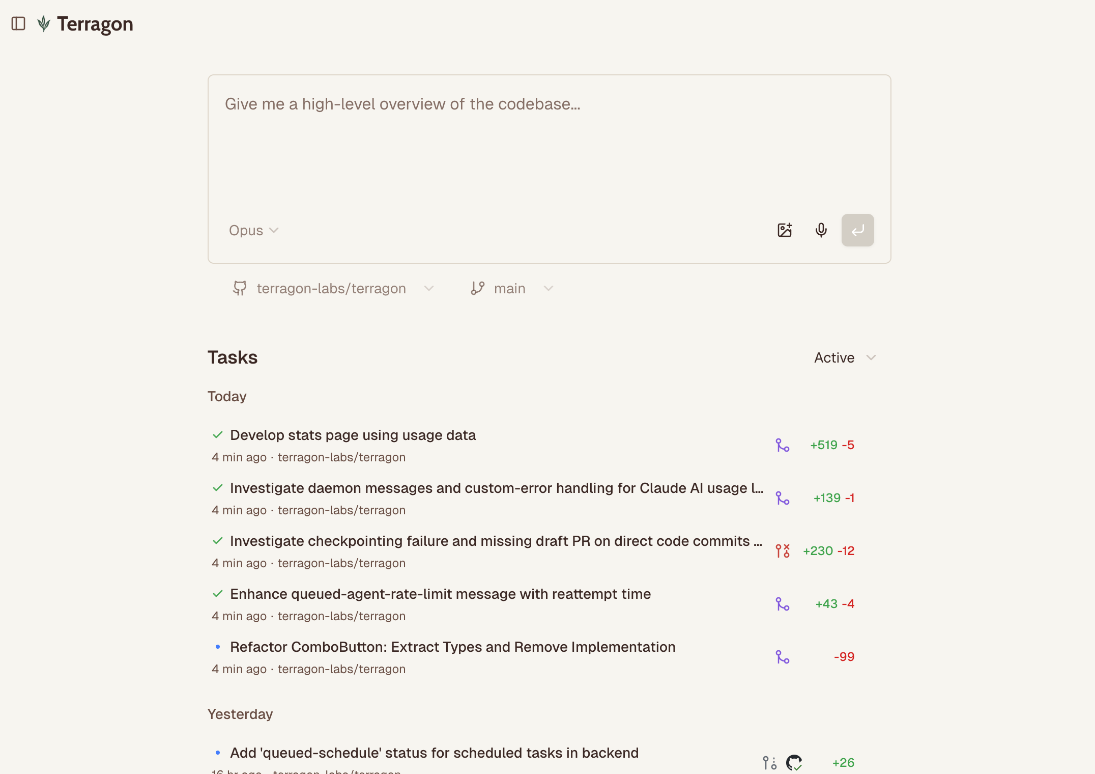 Terragon Dashboard